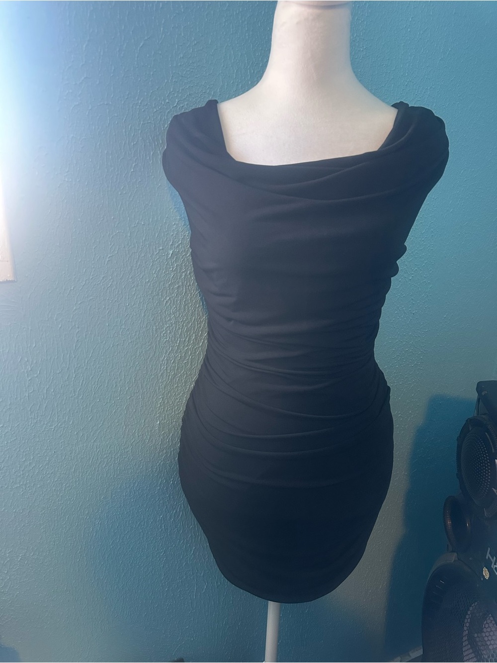 by & by Black Cowl Neck Mini Dress